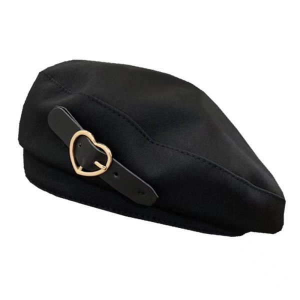 Dame Beret Kvinder Bomuld Beret Hat Kunstner Beret Cap Sort Vinter