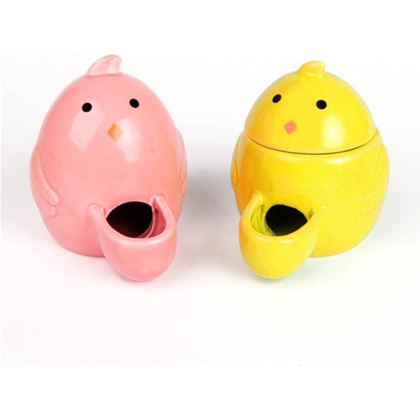 Lille dyreautomatisk vanddispenser i keramik, hamsterfoder skål, automatisk foderdispenser, keramisk stille drikker, til hamster, marsvin, chinchilla, pindsvin, pink
