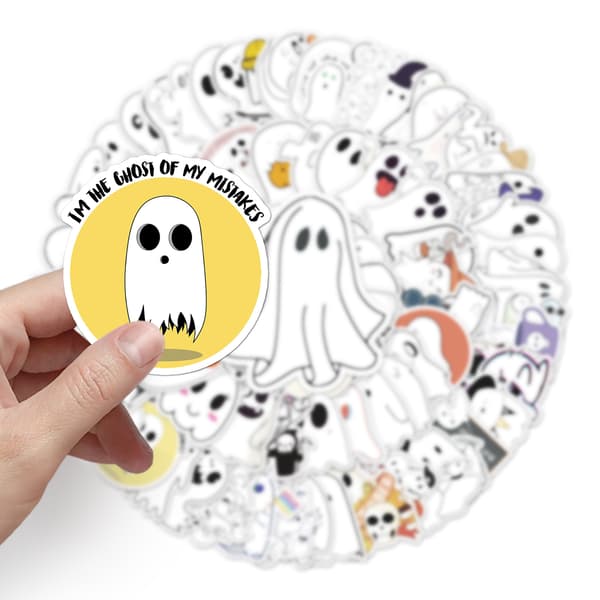 100 kpl Halloween-tarroja, söpöjä aave-tarroja