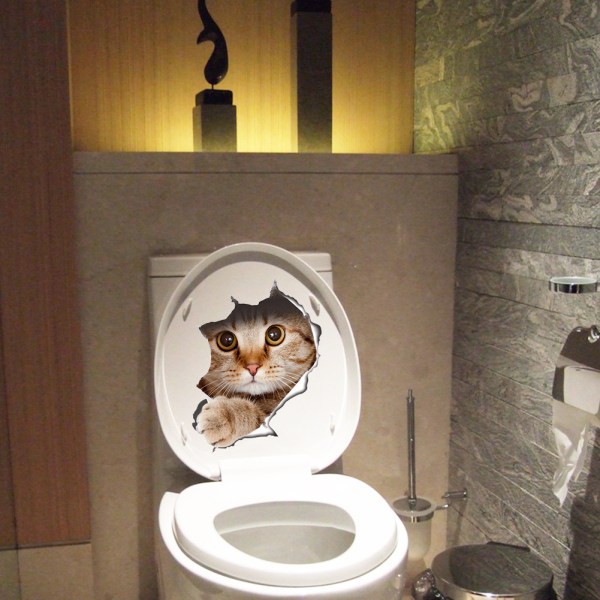 1 st sticker Söt katt Toalettdekal Vardagsrum Köksdekoration