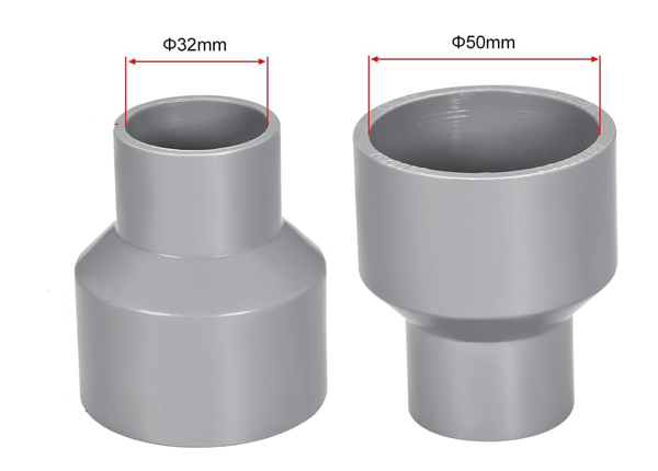 50mm x 32mm PVC-putkiliitin, liitosholkki, harmaa, 5 kpl