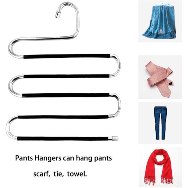 3-pack byxorhängare, platsbesparande S-typ klädhängare, byxhängare och arrangörer för halsdukar, jeans, kläder, byxor, handdukar