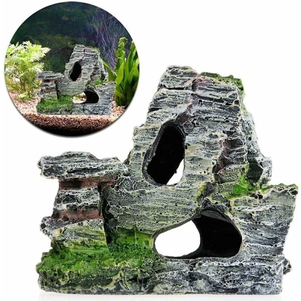 1 pakke harpiks akvarium fjellformasjon gjemmested hule stein dekor undervanns S