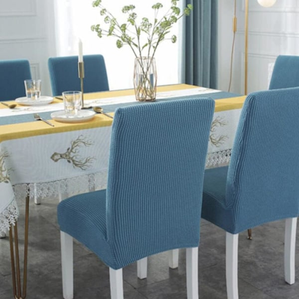 6 stk. Stretch Stolkseter - Elegant og Slitesterk for Spisestue, Fester, Bryllup, Bursdager (Blå)