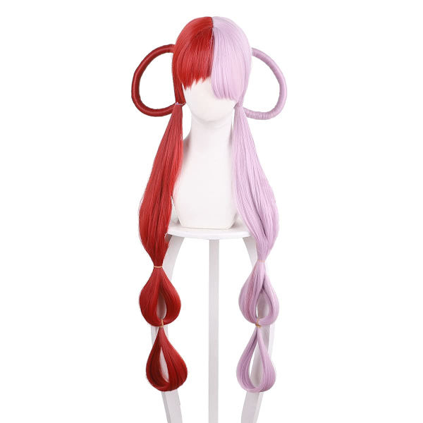 Cosplay-parykk Halv rød og lilla hodeplagg Shanks datter parykker kvinne jente anime kostyme rekvisitter