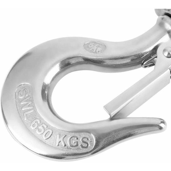 Heisekrok - 304 rustfritt stål svingbar heisekrok med lås Rigging tilbehør, (650 kg, 1 stk)