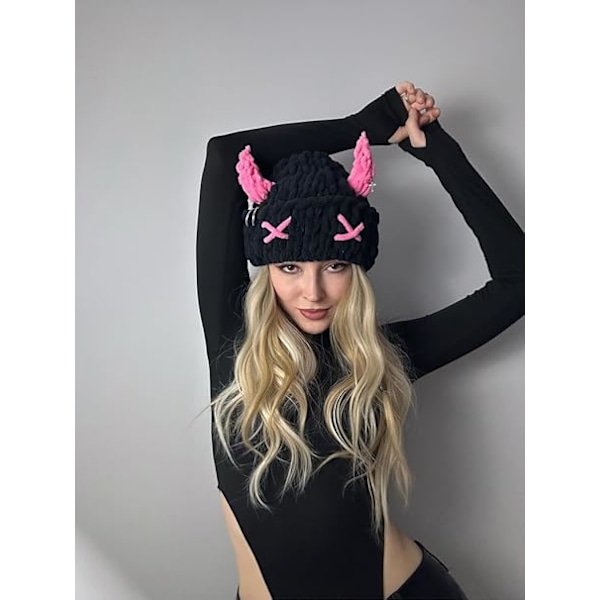 Naisten Talvi Lämmin Puuvilla Neule Pompom Fleece Hiukset Aikuinen Hieno Lakki Hattu Beanie Paksu Plussi Muoti Urheilu Hiihto Joululahja, Yksi Koko