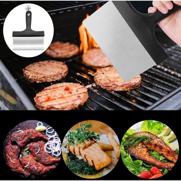 Skrape for, Plancha-skrape for INOX-plate, profesjonell plancha-skrape, plancha-skrape med håndtak, plancha-skrape