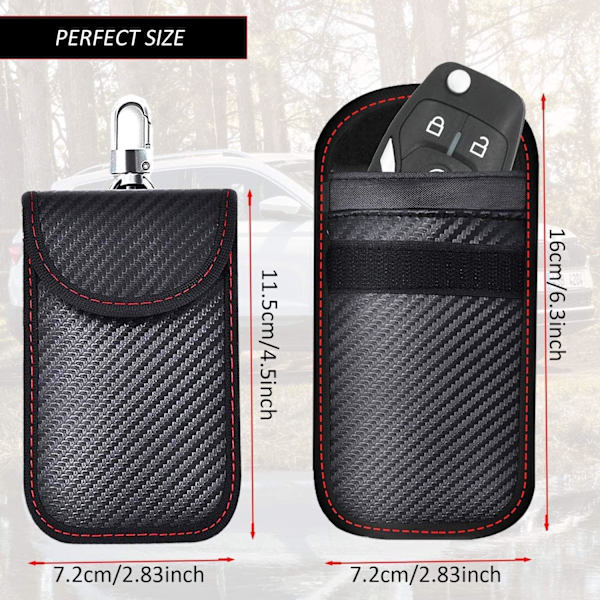 Anti RFID Signal Faraday Pouch Bag, 2 Pack Carbon Fiber Car Key Signal Blocking Pouch