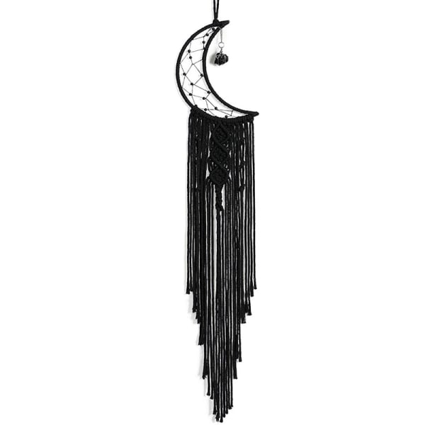 Drømmefanger Sort Boho Decor Crystal Stone Moon Dream Catcher B