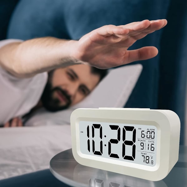 Digital vækkeur, LED vækkeur med temperatur, slumrefunktion, konvertering, kalender, til soveværelse, kontor, køkken