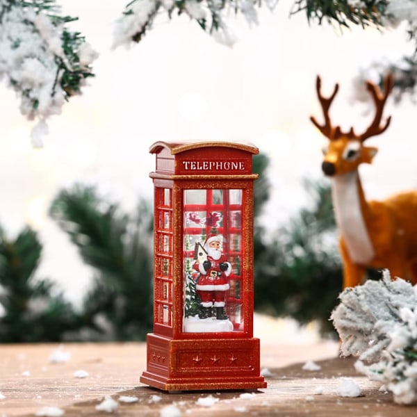 Jul Snöglob Lykta Telefonkiosk Snöglob Lykta Telefonkiosk Designad Julbelysning Ornament för Bar KTV Dekoration (Jultomte