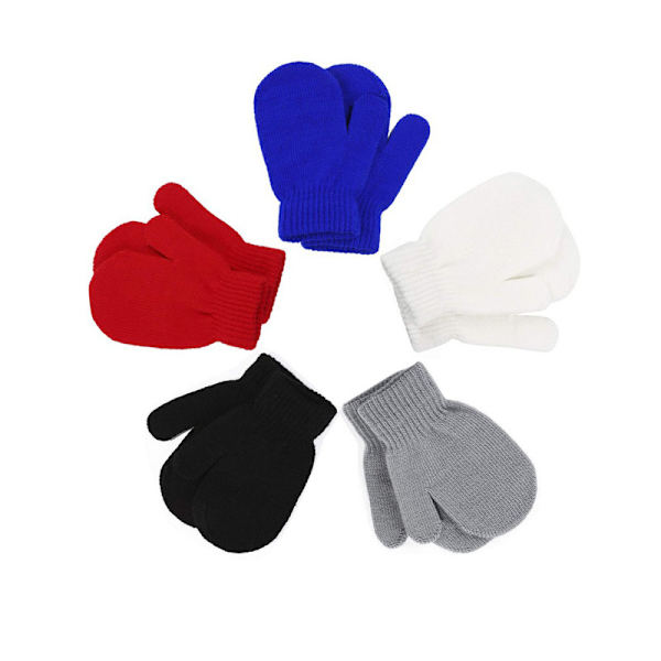 5 par barnvantar småbarn stretch full finger stickade handskar W