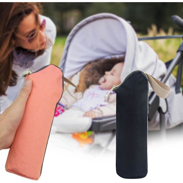 Kylväska för nappflaskor, 2 stycken isolerade mjölkflaskväskor, nappflaskväska med dragkedja, lämplig för förvaring av bröstmjölk, nappflaskor, termosmugg