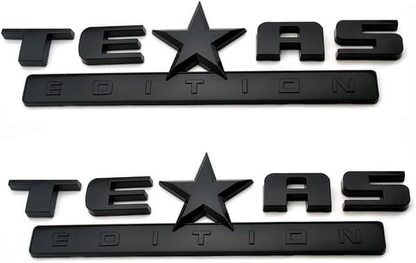 2 st All Black 3D Texas Edition Emblem Kompatibel med Chevy S