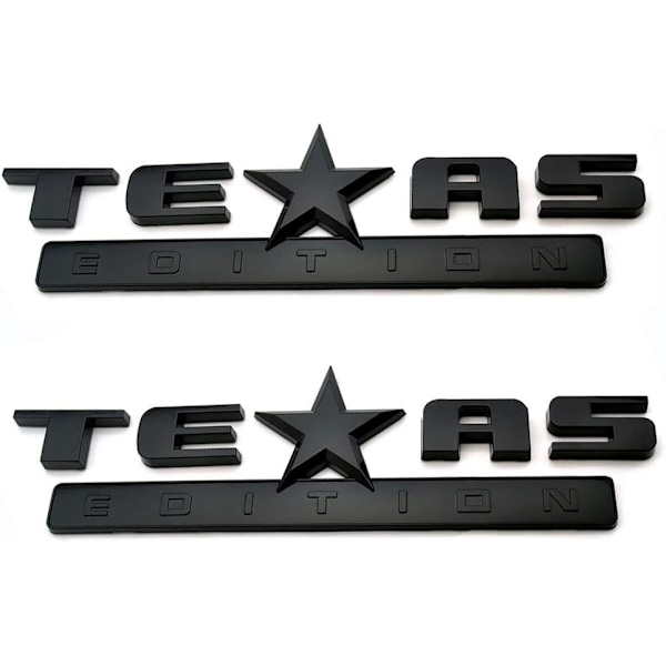 2 stk. Helt sorte 3D Texas Edition-emblem kompatibel med Chevy S