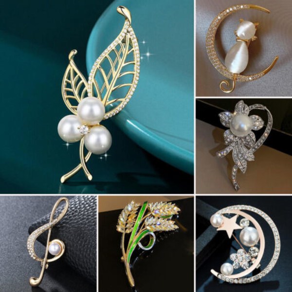 Charmerende Rhinestone Emalkrystal Brosche Pin Corsage Dame Smykker, 1 stk - kattestil
