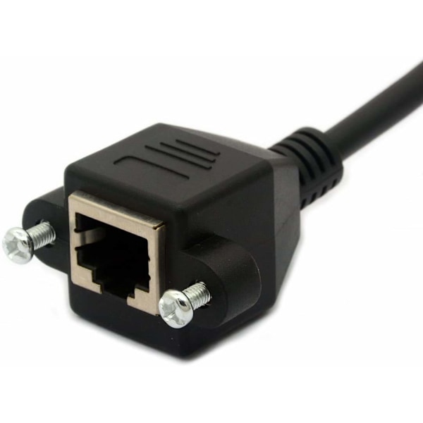 RJ45 Ethernet Skjøtekabel - Cat 5E/5 Cat 6 - Hann til Hunn - Skjermet Skrue - Panelmontering - LAN Internett Nettverkskabel 1.5 Meter
