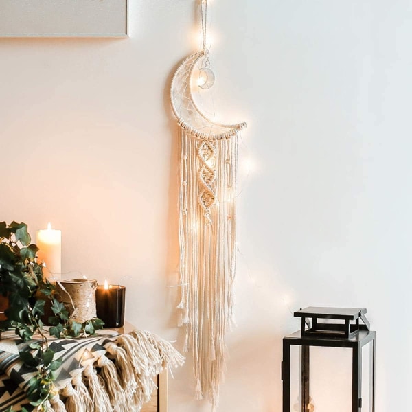 Macrame vävd väggdekoration måndrömsfångare - Boho Chic Bohemian