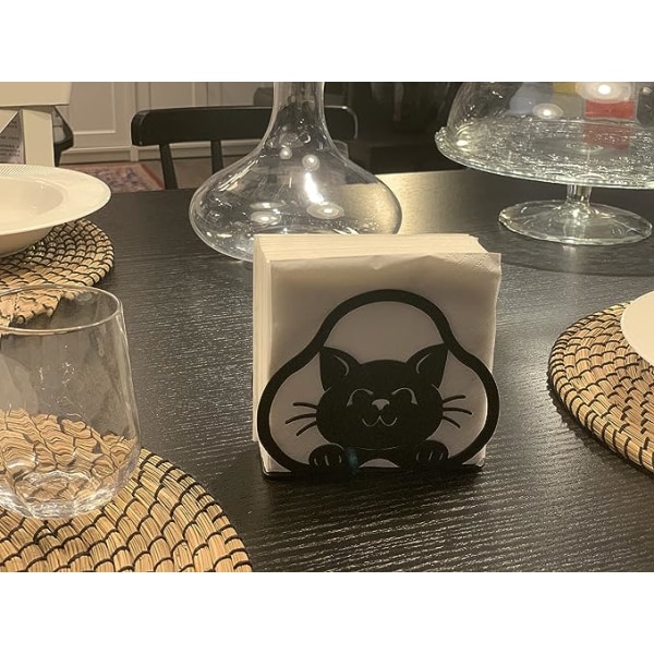 Holder for kjøkken, CAT svart metallholdere bord, middag jern restauranter, Farmhouse, Cafe, Bar, Holdere, Serviettdispenser 12,5x10,5x4cm