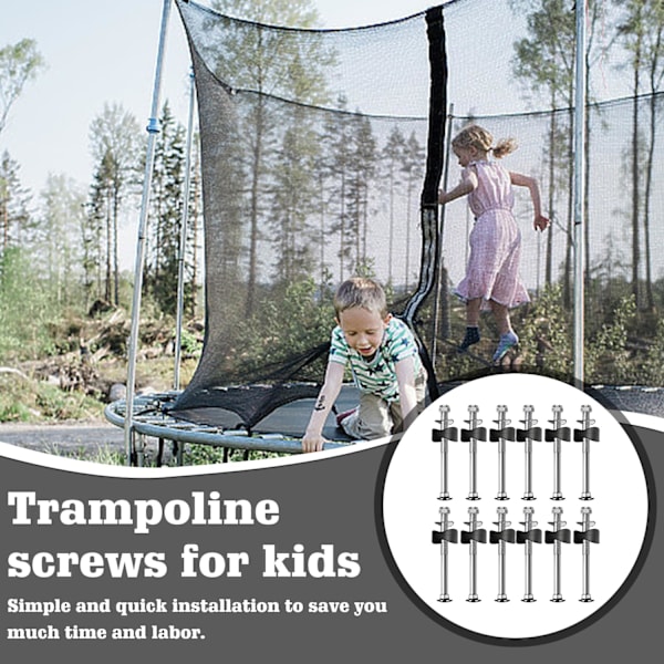 12 Pak Trampolinskruer: Udskiftningsskruer Trampolintilbehør Fastgørelse til Store og Små Trampoliner Trampolinmellemled Trampolin Fastgørelse Fixin