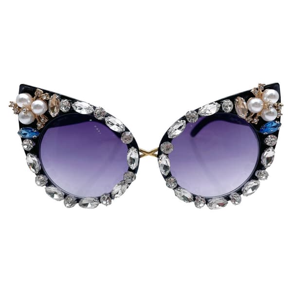 Oversized Diamant Solbriller til Kvinder Rhinestone Cat Eye Solbriller