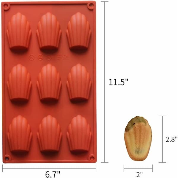 2 Madeleine Bakformar, Silikon Madeleine Bakform, 9 Koppar Madeleine Non-S