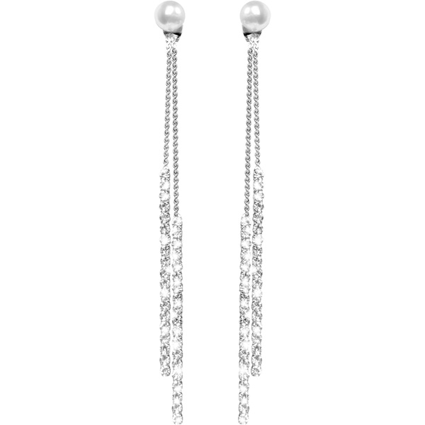 Mote Sterling Sølv Bling Design Lange Dangle Drop Hypoallerge