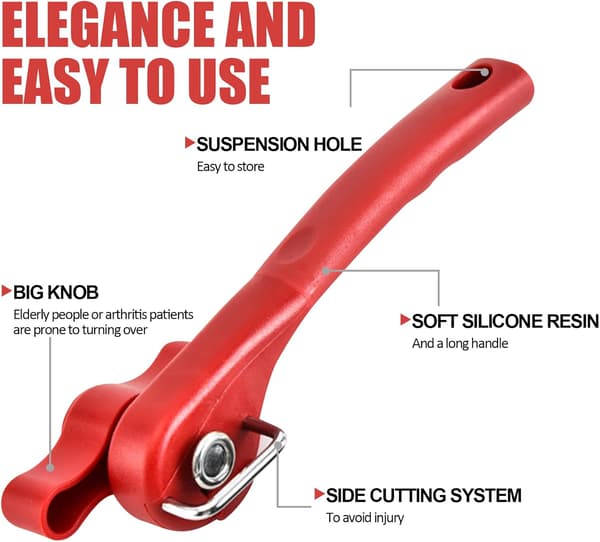 Dåseåbner, sikker manuel dåseåbner, ergonomisk skridsikkert design, 2 i 1 St