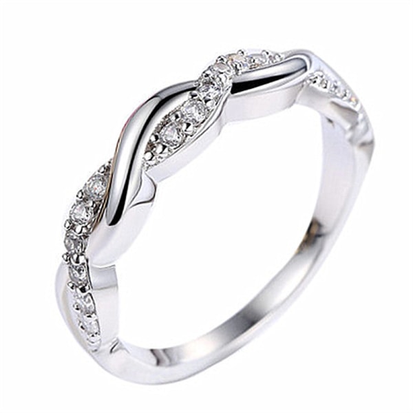 Sterling sølv simuleret diamant eller moissanite interwind bryllup band matching