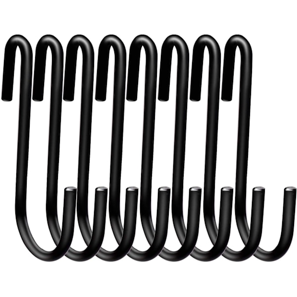 Stora kraftiga 3\" S-krokar för kök, badrum, sovrum och kontor (16-pack, medium, svart)