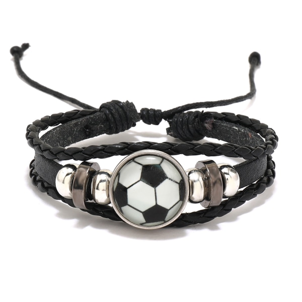 (Sort og hvid) Justerbart Fotboll-armbånd med perler, Glow-in-the-