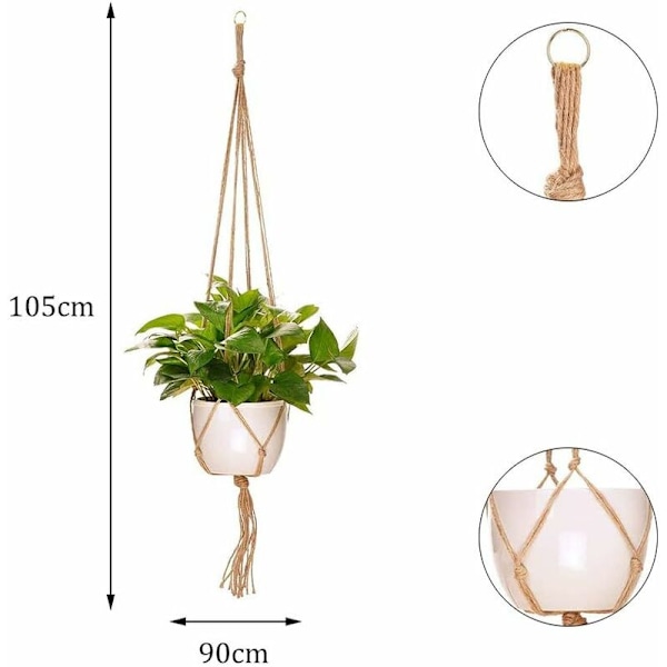 4 st Macrame växt hängande rep blomma rep inomhus utomhus trädgård