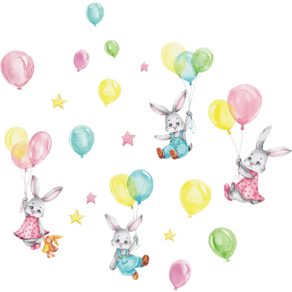 Tegneserie kaniner Print veggklistremerke for barnerom barnehage babyrom