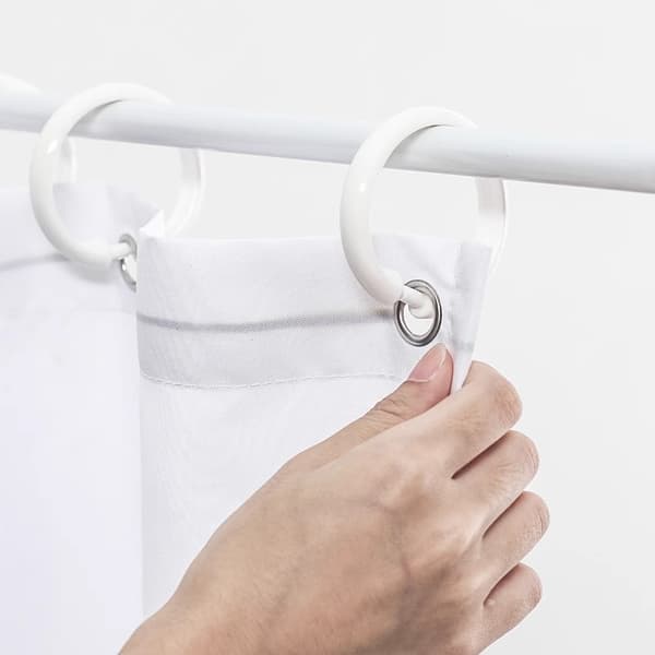 10-pack Duschdraperiringar i Plast, Duschdraperikrokar, Stora Draperiringar, Gardinstångsringar, O-formade Ringar för Dörr- och Fönstergardiner (Vit)