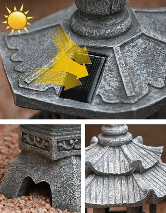 Solcelledrevet Pagode Lygte Statuer Pagode Lys Have Ornament