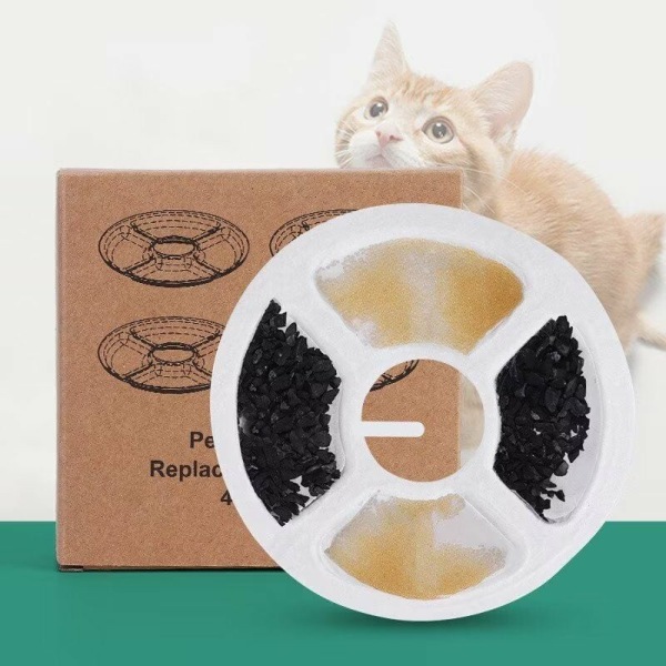 Katt Vannfontene Filter, 12 STK Triple Action Fontene Filter for Katt Fontene Utskifting med Ion Exchange Resin, Aktivt Kull for 2-2.5L Vannfontene