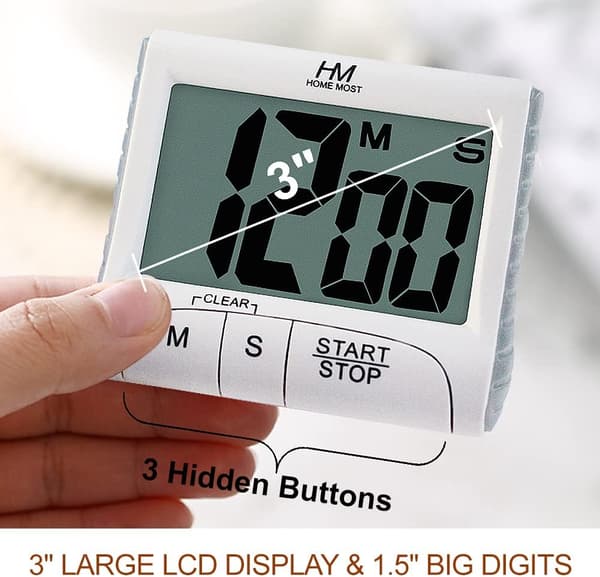 2-pakke stort display køkken tid - digital timer magnetisk bagside lo