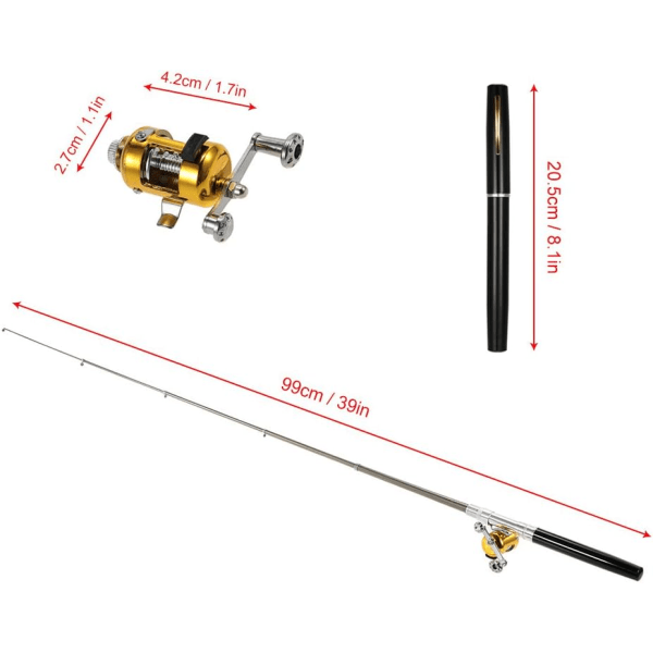 Rulle fiskespö Combo Set Mini, Bärbar Teleskopisk Penna F