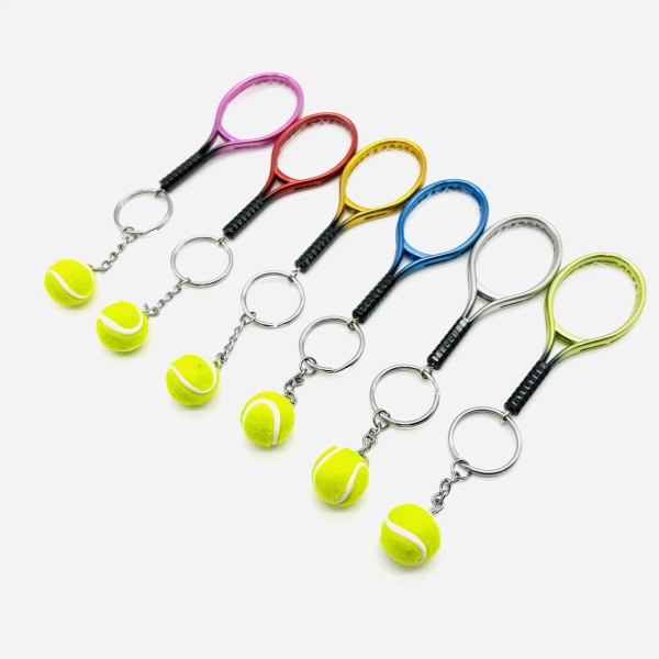 Bärbar tennisnyckelring med 6 bollar - hållbar lättviktspresent för tio