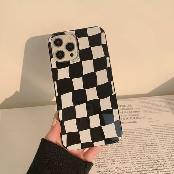 Iphone13 Pro max Etui med Telefonholder, Sammenklappelig, Sort og hvid