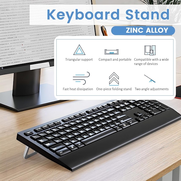 Mini Laptopställ i Legering för Skrivbord, Silverfärgad Dator Tangentbordshållare, Osynligt Självhäftande Laptopställ