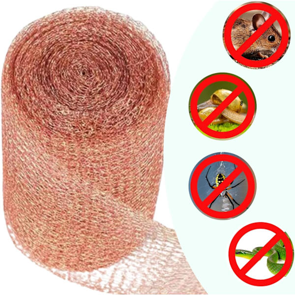 Högkvalitativ Anti-Gnagare, Stickad Koppar Nät för Inomhus, Koppar Nät Mot Gnagare för Skydd Mot Möss, Sniglar och Snäckor, 127mm x 10m