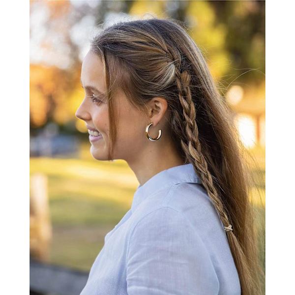 Gullfargede lette chunky åpne ringer | Gullring øredobber for kvinner