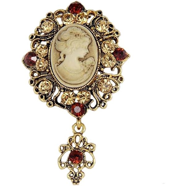 2 kpl Vintage Elegant Lady Cameo Rintaneula Kristallitimanttikivillä, Elegantti Rintaneula Nainen Tyttö Juhla Lahja