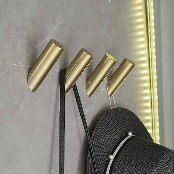 Set med 4 Borstade Guld Handdukskrokar Badrockkrokar Väggmonterade Badrumskrokar Tunga Hängare