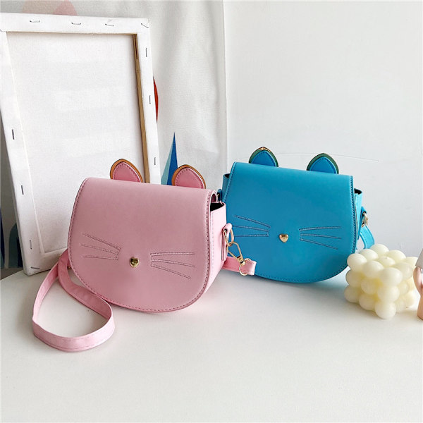Katt duskveske med dusk, liten myntpung, crossbody-veske for barn, jenter, rosa