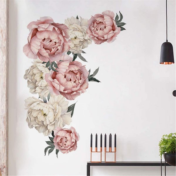 Peony Flowers Wall Sticker,valentine's Day Large Romantic Floral Wall Decal