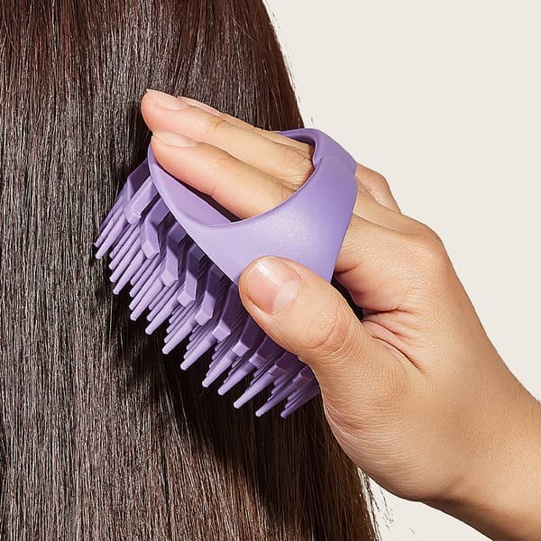 Set med 2, hårbottenexfoliator och hårbottenmassageapparat, lila