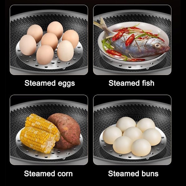Dampgrill i rustfritt stål - dampkokingsbrakett - kakegrill - eggdampinnsats - sirkulær rist for potter og panner